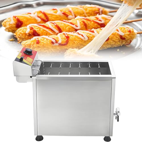 aromaoveite Freidora Comercial De Salchichas De Maíz, Freidora De Tiras De Salchichas con Queso De 25 L,2 Filas De 12 Ganchos, Rango De Temperatura Ajustable De 140 A 392 °F, Restaurantes Y Eventos