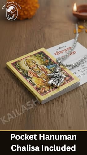 Image of Unisex Stainless Steel Silver Hanuman Ji Pendant Necklace - Lord Mahabali, Meditation Pose, Gada Design, Bajrang Bali, Veer Hanuman & Devotional Face Locket with 24 Inch Chain for Men & Women