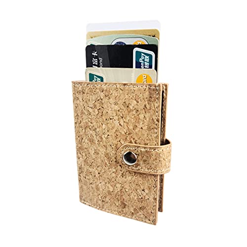 Image of HONB RFID Credit Card Holder, Slim Genuine Leather Wallet for Travel, Pop Up Wallet for Men, Cork Brown, Cork Grain Wallet