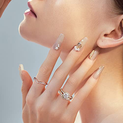 MOOSEA Curved Moissanite Wedding Bands for Women, 14K White Gold, D Color VVS1 Clarity Lab Created Moissanite Rings, Stackable Chevron Rings4