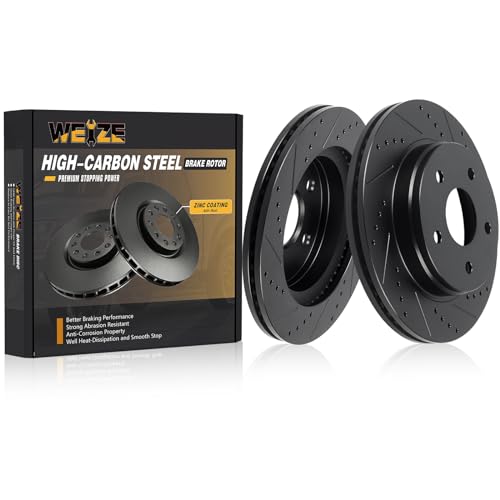 Weize BRP-DSDR15-0617 Front And Rear Truck & Tow Brake Kit, High Carbon Steel & Maximum Cooling Drilled Slotted Rotors + Carbon Fiber Ceramic Brake Pads thumb #8