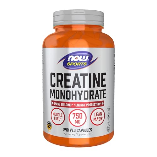 NOW Foods Sports Nutrition, Creatine Monohydrate 750 mg, Mass Building*/Energy Production*, 240 Veg Capsules