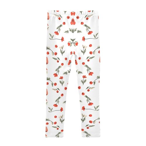 Red Bow Flower Girls Leggings Ultra Soft Compression Yoga Gym Pants for Kids 4-10T2