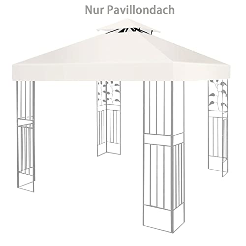 Pawilon zapasowy, 3 x 3 m, wodoszczelny, stabilny, odporny na zimę, 160 g/m², kremowy, podwójny dach ogrodowy, składany pawilon, namiot imprezowy, dwupoziomowa pokrywa górna