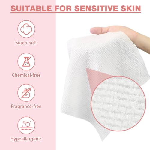 Image of Orighty Face Towels Disposable, Soft Clean Towels for Face, 100Count(2 Box) | Super Soft & Gentle Face Wipes Towelettes, Facial Towels for Cleansing & Makeup Removal, for Sensitive Skin, Nursing, Travel