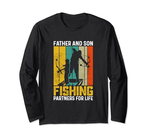 Father and Son Fishing Partners for Life - Retro Bowfishing Maglia a Manica