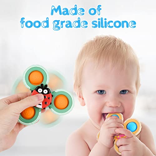 Vicloon spinner-speelgoed met zuignap, 3 stuks draaispeelgoed met bijtring van siliconen, baby-badspeelgoed, sensorisch speelgoed, geschenk voor baby's van 1-3 jaar - Afbeelding 6
