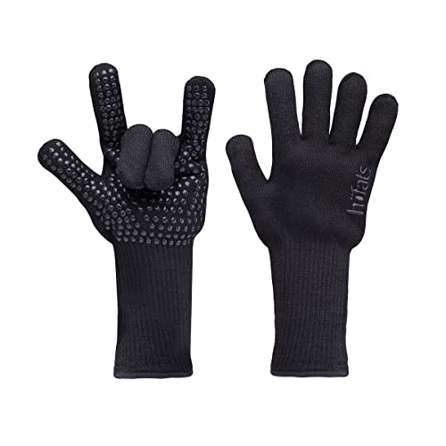 höfats - Guantes para barbacoa - Guante de fuego resistente al calor hasta 800 °C, guantes ignífugos de fibra de aramida – Superficie antideslizante gracias a los botones de silicona - Certificado