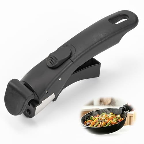 Kanzith Poignée Détachable pour Casserole Universelle Amovible, Support 10kg Poignée Antidérapante, Compatible avec la Plupart des Poêles & Casseroles