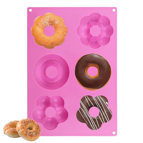 Molde de silicona para rosquillas, molde de silicona en forma de flor para bagels, antiadherente, resistente al calor, molde de silicona para hornear galletas y pasteles