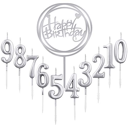 10 unidades número 0-9 cumpleaños números pastel velas + 1 pieza carta feliz cumpleaños...