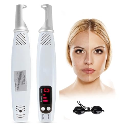 Lápiz Láser De Picosegundos Para Eliminar Lunares, Tatuajes, Pecas, Manchas Oscuras, Pigmentación De La Piel, Cicatrices, 9 Niveles De Frecuencia + 4 Niveles De Intensidad, Con Gafas,Red