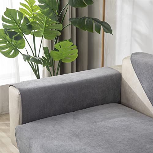 Housse de coussin extensible pour canapé gris grand 1 place lavable et amovible - 5