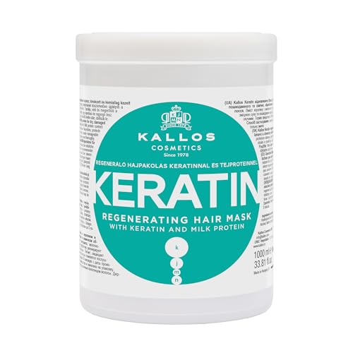 Kallos Cosmetics KJMN Keratin Hair Mask for Dry Damaged and Chemically Treated Hair Nourishes and Helps Rebuild Natural Structure Enhances Shine and Texture with Milk Protein 1L