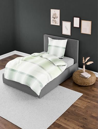 Bierbaum Juego de Ropa de Cama 4121, diseño en Alemania, Color Verde 30, 135 x 200 + 80 x 80 cm