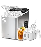 WIE Machine à glaçons   Petite machine à glaçons avec pelle   Réservoir d'eau de 2 litres   9 cubes en 6 minutes   15 kg   Machine à glaçons auto nettoyante silencieuse