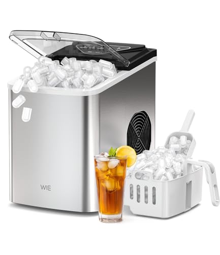 WIE Machine à glaçons - Petite machine à glaçons avec pelle - Réservoir d'eau de 2 litres - 9 cubes en 6 minutes - 15 kg - Machine à glaçons auto-nettoyante silencieuse