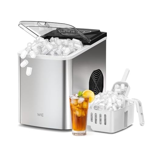 WIE Eiswürfelmaschine, 15KG Eiswürfelbereiter Ice Maker, 9 Würfel in 6 Min, Eiswürfelmaschinen mit Tragbarem Griff, Silber, Eiswürfelbereiter für Zuhause/Küche/Büro/Wohnmobil