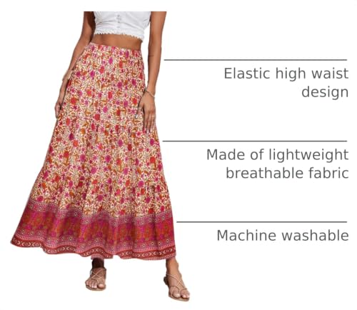Image of CFLONGE Summer Maxi Skirts for Women 2026 Trendy Floral A Line Boho Skirt