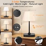 Table Lamp - 8000mAh Cordless Rechargeable Battery and Dimmable LED Display Touch Lamp for Patio Bedroom (Black, 1 Pack)
