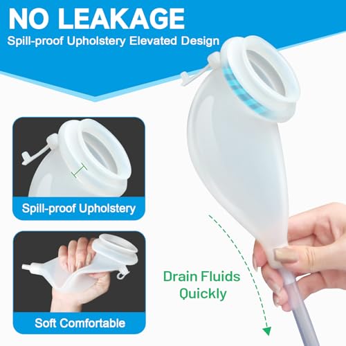 Catheter for Men, Urine Collection Bag for Elderly Men Male Age 80, Reusable Portable Silicone Urinal with 2 Bags (White-Men)