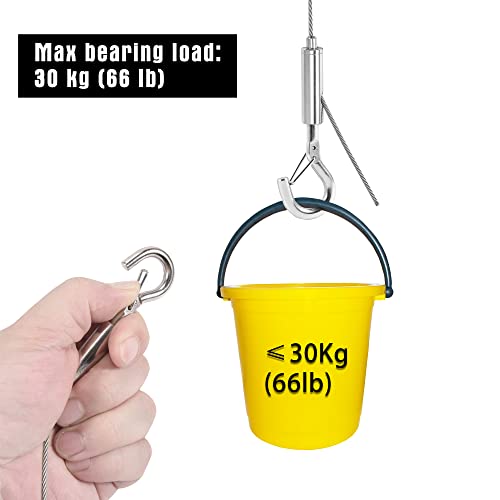Image of 4 Pack Adjustable Picture Hanging Wire Kit 66lb, Heavy Mirror Hanging Wire Kit with Hooks, 7 ft 2 mm (0.08 in) Diameter, 304 Stainless Steel for Securing Sunshade, Plexiglass Sneeze Guard, Bird Feeder