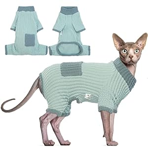 DENTRUN Sphynx Hairless Cats Warm Winter Sweater Cute Pullover High Elasticity Kitten Shirts Breathable Cat Leisure Wear Turtleneck Vest Adorable Cat’s Clothes Jacket Pajamas Jumpsuit