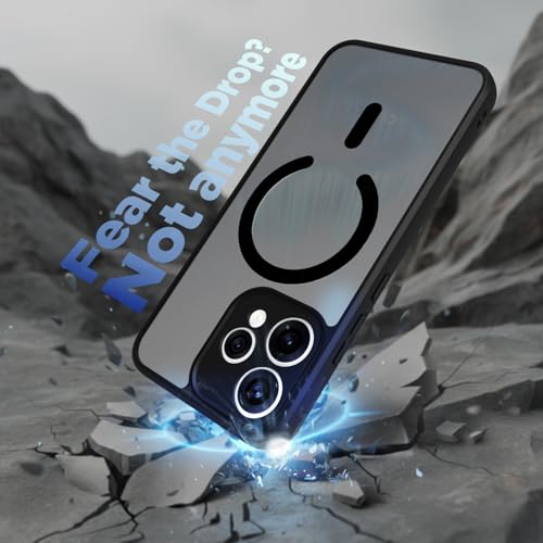 Image of RIGGEAR Shockproof Sleek Hybrid Armor Magnetic Back Cover Case Compatible with MagSafe Accessories for Oppo Reno15, Reno 15 5G (Smoke Black Matte PC + Black TPU-Bumper)