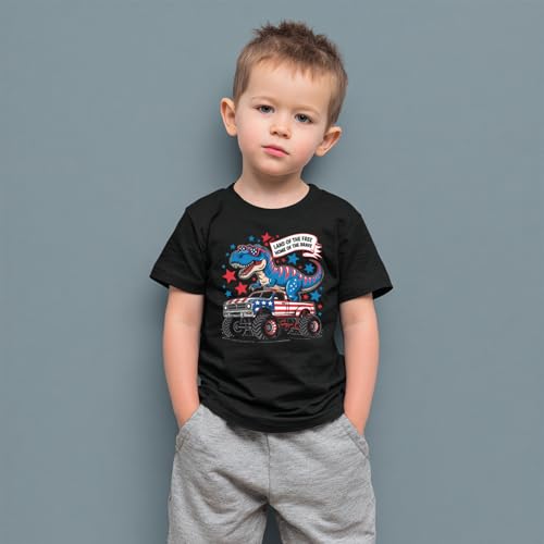 Image of Boys Constitution Day 250 Anniversary USA Shirt Independence Shirt 3-8T | for Kids Boys Girls Toddlers 3T-8T, 4th of July Dinos Flag Patriotic Tee, Independence Day