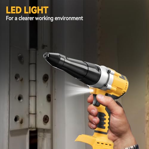 TALOEYH - Cordless Rivet Gun Compatible with Dewalt 18V/20V MAX Battery, Brushless Pop Rivet with 3 Size (1/8", 5/32", 3/16") Aluminum Rivets and LED Light, for Metal, Plastic, Leather (No Battery) 7 TALOEYH - Cordless Rivet Gun Compatible with Dewalt 18V/20V MAX Battery, Brushless Pop Rivet with 3 Size (1/8", 5/32", 3/16") Aluminum Rivets and LED Light, for Metal, Plastic, Leather (No Battery) - Image 7