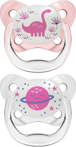 Dr Brown's Natural Flow Prevent Glow in The Dark Soothers Dino/Planet 6-18 Months
