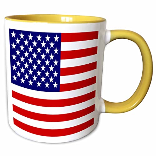 3dRose American Flag - Patriotic USA stars and stripes red white and blue - 4th July America Patriot 15oz Two-Tone Yellow Mug