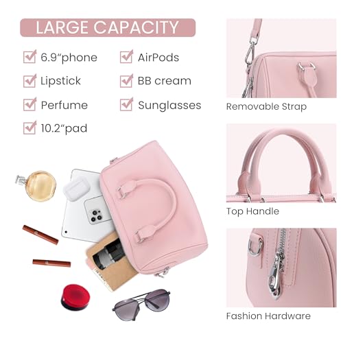 Image of HESHE Leather Crossbody Bags for Women Hobo Shoulder Bag Satchel Handbags | Genuine Leather,Removable Strap,Roomy Shoulder Bags Designer Boston Barrel Purse Ladies Daily Bag Crossbody Purse for Travel