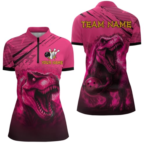 Personalized Dinosaur Bowling Jerseys Bowling Shirts for Men Women Bowling Outfit Bowling Team Jersey Polo & Quarter-Zip4