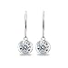 Sterling Silver 6mm Round Bezel Dangle Leverback Earrings Made with Swarovski Crystals