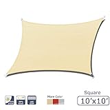 Shade&Beyond 10' x 10' Square Sand Color Sun Shade Sail, UV Block for Outdoor Facility and Activities