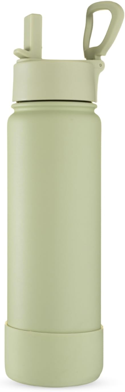 onegreenbottleEpic Stainless Steel Bottle, Leakproof Straw Lid, Insulated Bottle, 21oz 700ml sports cap with internal straw and base protection - Bone