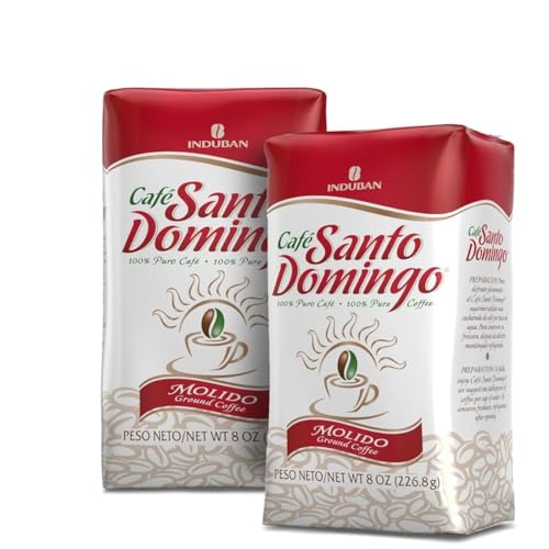 Café Santo Domingo Lot de 2 sachets de 200 ml, café moulu – Produit de la République dominicaine – Café Premium – Marque Induban by Universabor,...