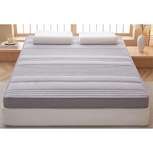 Colchón de espuma viscoelástica de tamaño matrimonial con látex antideslizante, parte inferior de malla transpirable, alivio de presión zonal, dureza media, adecuado para varios marcos de cama, gris,