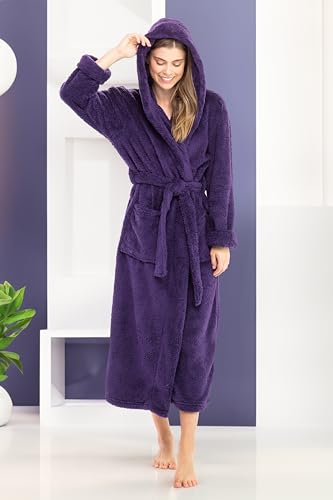 Image of Alexander Del Rossa Womens Fluffy, Fuzzy Robe for Women,Women's Long Hooded Robes, Plus Size