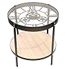 Home Deco Factory HD6447 Table Basse D’appoint Horloge, Fer, Noir, Transparent, 50 x 50,5 x 51 cm