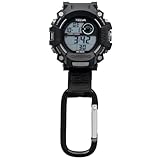 [クレファー] 懐中時計 キーホルダー時計 カラビナウォッチ デジタル 防水 アウトドア 登山 釣り 見やすい かばん リュック用 グレー AZ-CB-D140-GR メンズ