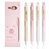 Ponhey 4 Pcs Cute Retractable Pens Cat Gel Pens Gliiter Aesthetic Pen 0.5mm Fine Point Black Ink Smooth Writing Kawaii Cartoon Kitty Pen for Women Girls Office School Supplies (4Pcs Gliiter Cat)