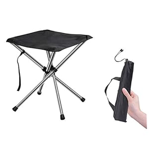 Foldable Camping Stool Chair Super Compact Ultralight Weight Tiny Size to Carry Out to Hiking, Beach, Camping, Fishing Unfolded Size 12.6 * 12.6 * 13.8inches