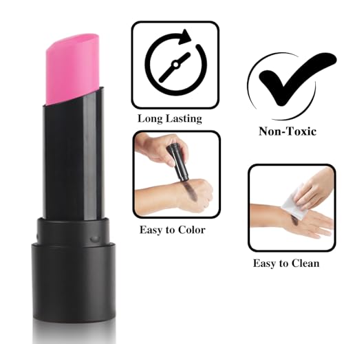 MEICOLY Hot Pink Face Body Paint Stick,Face Paint for Halloween SFX Cosplay Makeup,Pink Accessories for Spirit Week,Eye Black Baseball/Softball/Football/Lacrosse