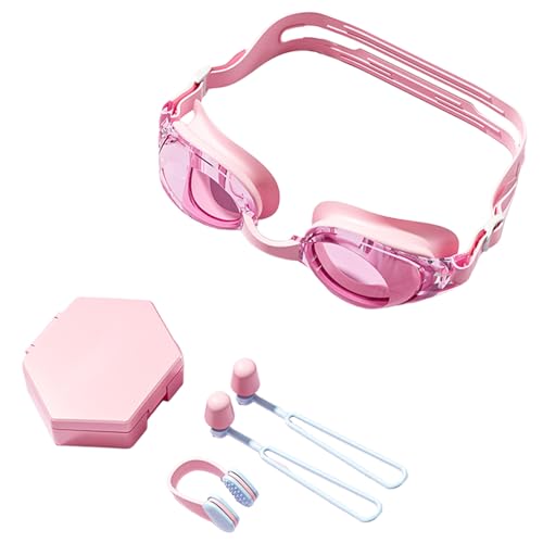 Anti-Beschlag-Brille, Nasenklammer, Ohrstöpsel-Set, verstellbarer Riemen, Schwimmausrüstung, schützende Aufbewahrungsbox, Schwimmbad, Frauen, Training, Fitnesscenter für Herren, Fluss,