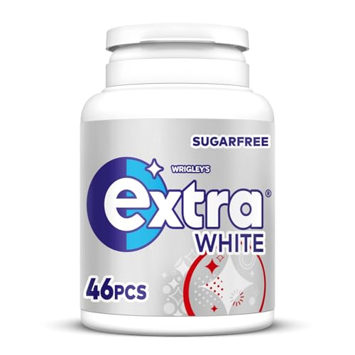 Wrigley's Extra White Chewing Gum, Classic Mint Flavour, 6 Bottles of 46 Pieces, Sugar Free Chewing Gum Bulk Pack with Xylitol (276 pieces)