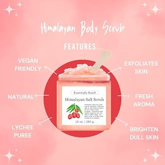 Himalayan Salt Body Scrub with Almond Oil, Exfoliating Mineral Formula, 10 oz