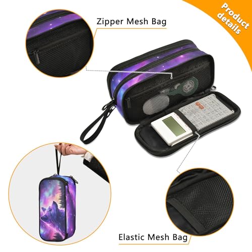 Image of Aurora Wolf Large Capacity Pencil Case Box Boys Girls Big Stationery Pen Bag Organizer Pencil Pouch Zipper Compartments for School Office