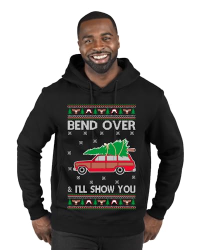 Wild Bobby Where Do You Think You're Gonna Put a Tree that Big Ugly Christmas Sweater Unisex Crewneck Sweatshirt, Hoodie-black-bend Over, XL
